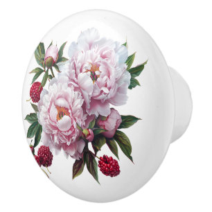 Rosa Erdnüsse und Himbeeren Keramikknauf