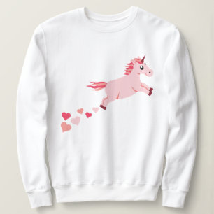 Rosa erröten Einhorn-Herz-Sweatshirt Sweatshirt