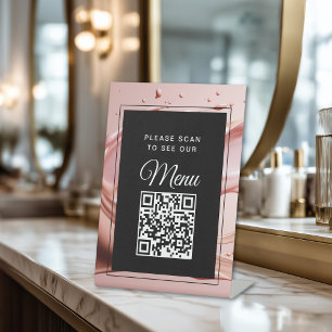 Rosa Erröten QR-Code Digital Menü Sockelschild