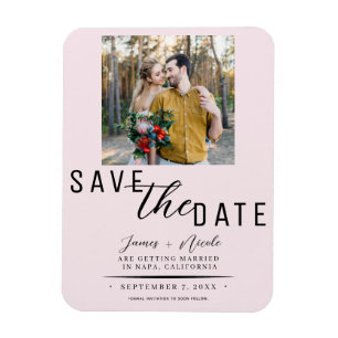 Rosa Erröten Save the Date Foto Hochzeit Magnet