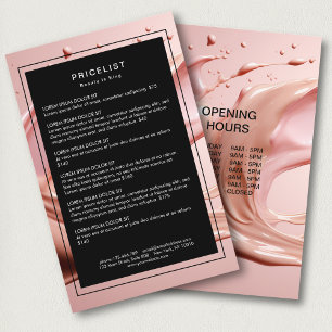 Rosa Erröten Schönheitssalon Preisliste Flyer