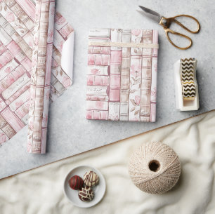 Rosa Erröten Weiße Bücher Geburtstag Geschenkpapier