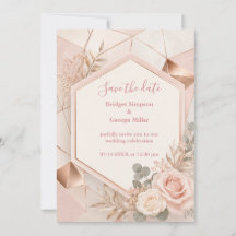 Rosa errötend Sechseck geometrische Hochzeit Elega