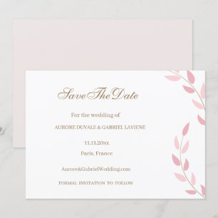 Rosa errötende Blätter Herbst Save The Date Hochze Einladung