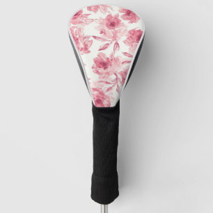 Rosa errötende Blüten Wasserfarben Gemalt Luftige Golf Headcover