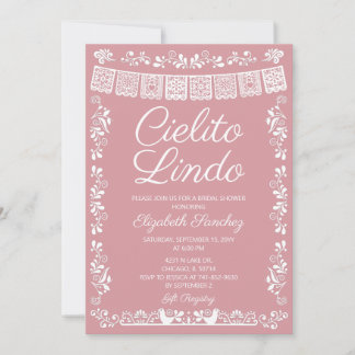 Rosa errötende Cielito Lindo-Brautparty Einladung