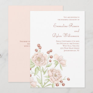 Rosa Errötende Hochzeit Modern Einladung
