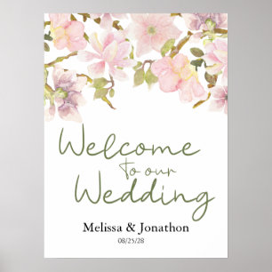Rosa errötende Magnolien-Blumen-Hochzeitsposter Poster