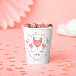 Rosa errötende Rose All Day Rosé Wein Junggesellin Pappbecher