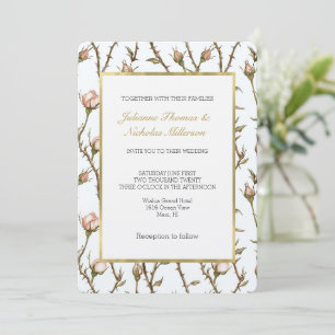 Rosa errötende Rosen Florale Hochzeit Einladung