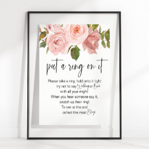 Rosa errötende Rosen Florales Setz einen Ring drau Poster