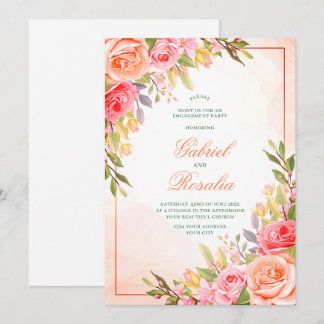 Rosa errötende Rosen rustikale florale Hochzeits-E Einladung