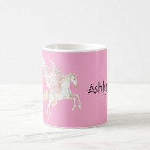 Rosa errötendes geflügeltes Einhorn Kaffeetasse