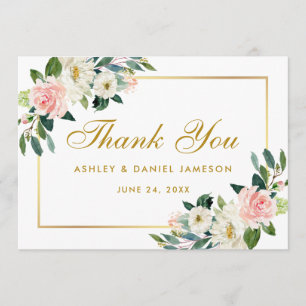 Rosa Errötung Blumen Gold Hochzeit Danke