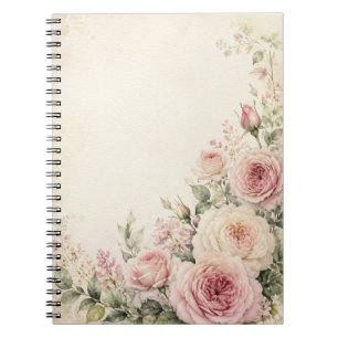 Rosa Errötung Cottage-Garten Aquarell Notizblock