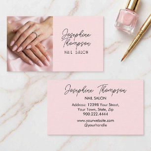 Rosa Errötung Elegante Glam-Nagelsalon-Branding Visitenkarte