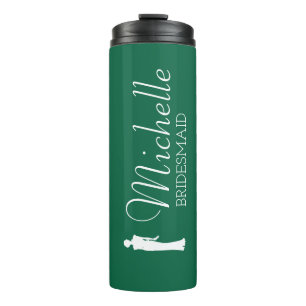 Rosa Errötung Personalisierte Brautjungfer Thermosbecher