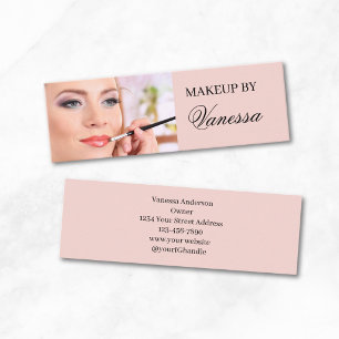 Rosa Errötung Schwarz Schrift Foto-Make-up Mini Visitenkarte