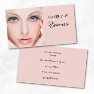 Rosa Errötung Schwarz Schrift Foto-Make-up  Visitenkarte