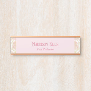 Rosa Errötung Weibliche Florale Kunst Neuelegant Türschild
