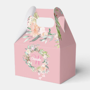 Rosa Errötungs-Blumen-Girly-Skript-Monogramm Geschenkschachtel