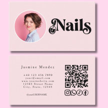 Rosa Errötungs-Foto-Nägel QR-Code Social Icons 