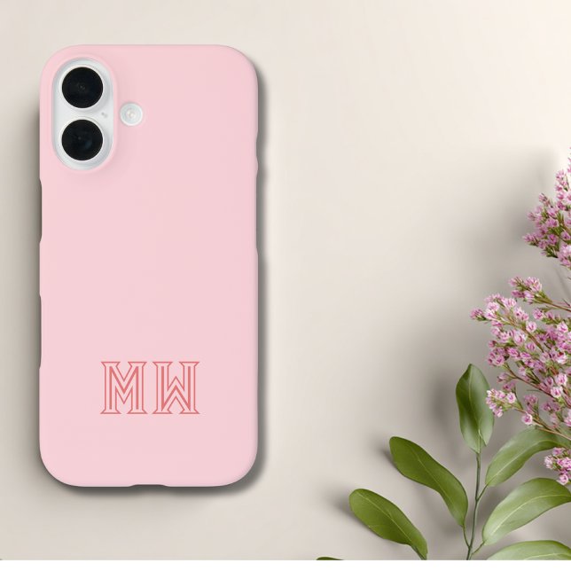 Rosa Errötungs-Initialen Monogramm Einfach Minimal Case-Mate iPhone Hülle (Von Creator hochgeladen)