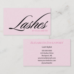 Rosa Errötungs-Moderne-Schwarze-Script-Wimpern Visitenkarte