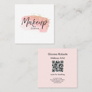 Rosa Errötungs-QR-Code-Makeup-Artist Moderne Typog Quadratische Visitenkarte