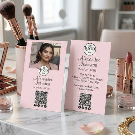 Rosa Errötungs-QR-Foto-Makeup-Artist-Branding Visitenkarte
