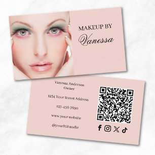 Rosa Errötungs-Schriftart Soziale Icon QR-Code Fot Visitenkarte