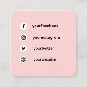 Rosa Errötungs-Social-Media   Nett-Dich-Kennenlern Quadratische Visitenkarte