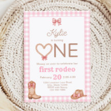 Rosa Erste Rodeo 1. Geburtstag Einladung