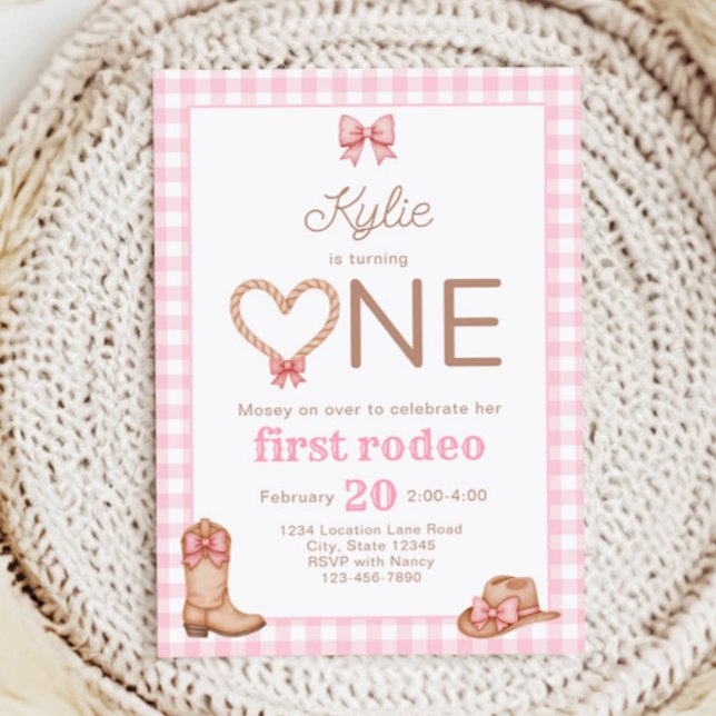 Rosa Erste Rodeo 1. Geburtstag Einladung (Von Creator hochgeladen)
