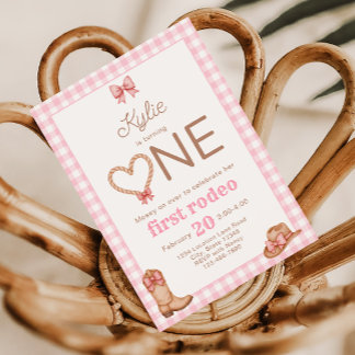 Rosa Erste Rodeo 1. Geburtstag Einladung