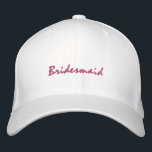 Rosa Erstellen Sie Ihren eigenen Bridmaid-Namen be Bestickte Baseballkappe<br><div class="desc">Personalisiertes Brautjunggeschenk. Niedliches Geschenk für eine Brautjungfrau - packen Sie es in ihre Vorschlagskiste für eine Brautjungfrau: bestickte Baseballmütze mit dem Namen der Brautjungfrau auf der Rückseite und "Bridesmaid" auf der Vorderseite. Passen Sie es mit Ihrem Namen an und ändern Sie die Farbe von Rosa auf alles andere mit dem...</div>