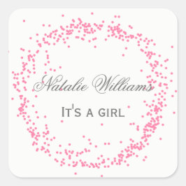 Rosa Es ist ein Girl Confetti - Square Sticker
