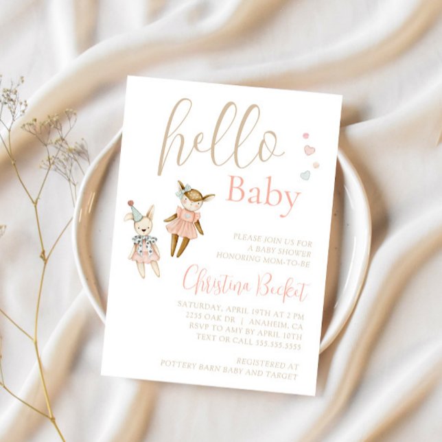 Rosa Es ist ein Vintages Mädchenspielzeug Rustikal Einladung (Von Creator hochgeladen)