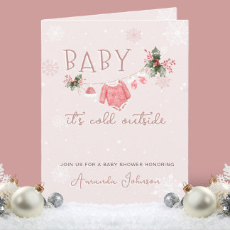Rosa Es ist kalt draußen Weihnachten Baby Shower g Einladung
