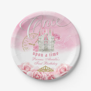 Rosa Es-war-einmal Prinzessin Geburtstag Pappteller