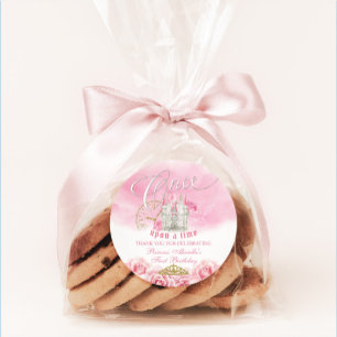 Rosa Es-war-einmal Prinzessin Runder Aufkleber