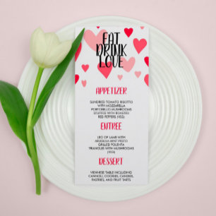 Rosa Essen Drink Liebe Valentinstag Abendessen Par Menükarte