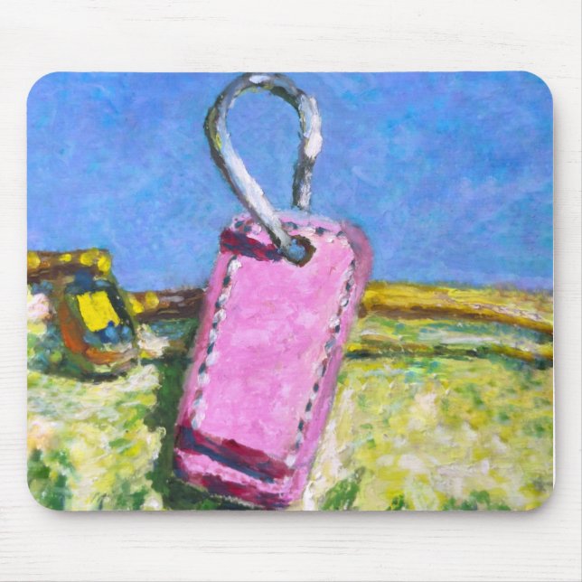 Rosa Etikett Mousepad (Vorne)