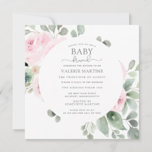 Rosa Eucalyptus Baby Brunch Einladung