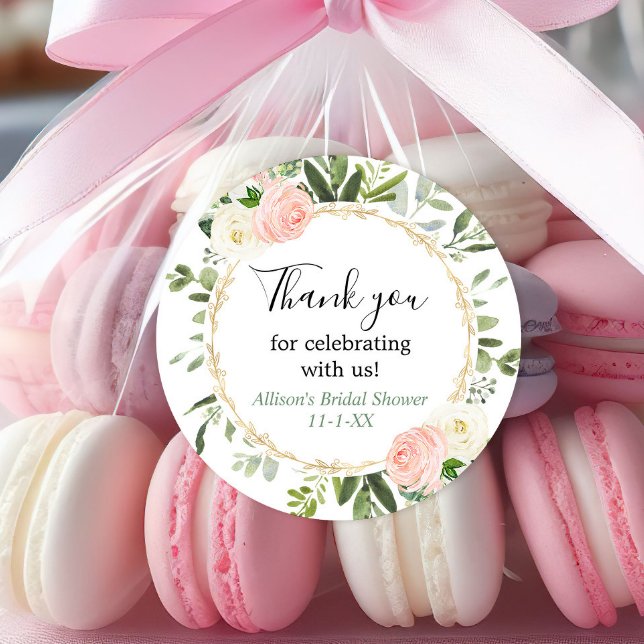 Rosa Eukalyptus-Brautparty Runder Aufkleber (Von Creator hochgeladen)