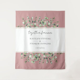 Rosa Eukalyptus-Hochzeit Zusammen Forever  Wandteppich