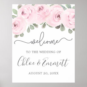 Rosa Eukalyptus Wedding Willkommen Poster