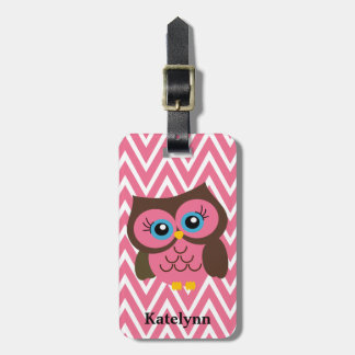 Rosa Eulen-Zickzack kundenspezifischer Gepäckanhänger