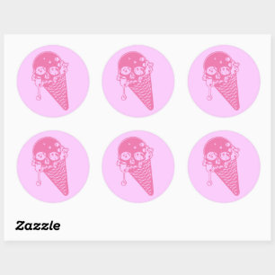 Rosa Evil Ice Cream Cone Classic Round Sticker