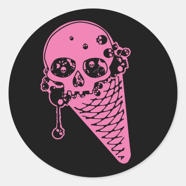 Rosa Evil Ice Creme Runder Aufkleber (Vorderseite)